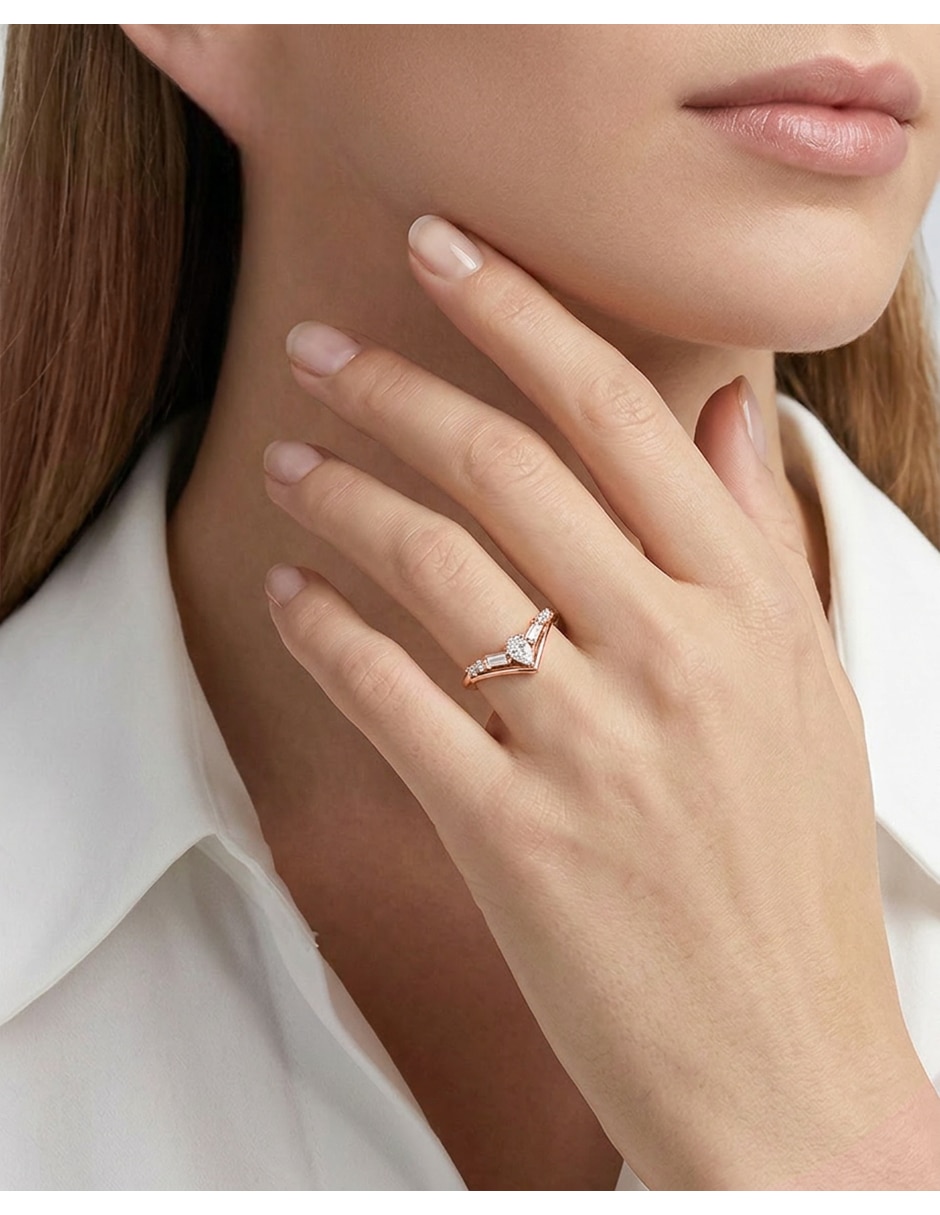Anillo 10 K de oro zirconia brillante 4
