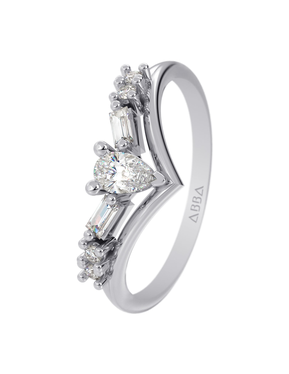 Anillo 14 K de oro zirconia brillante 5