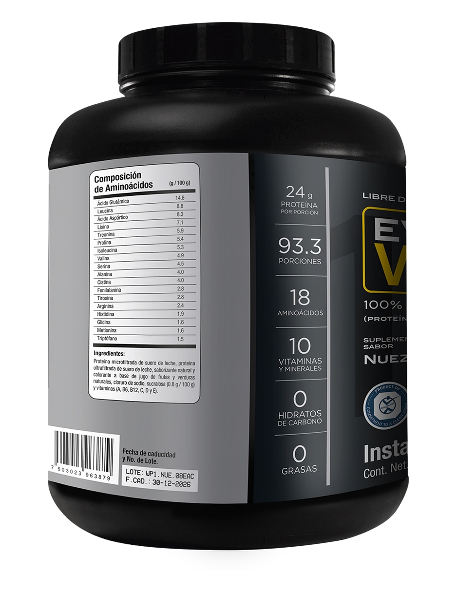 Proteína Evolution WP100 sabor nuez 2800 gr Nutraceutical Company