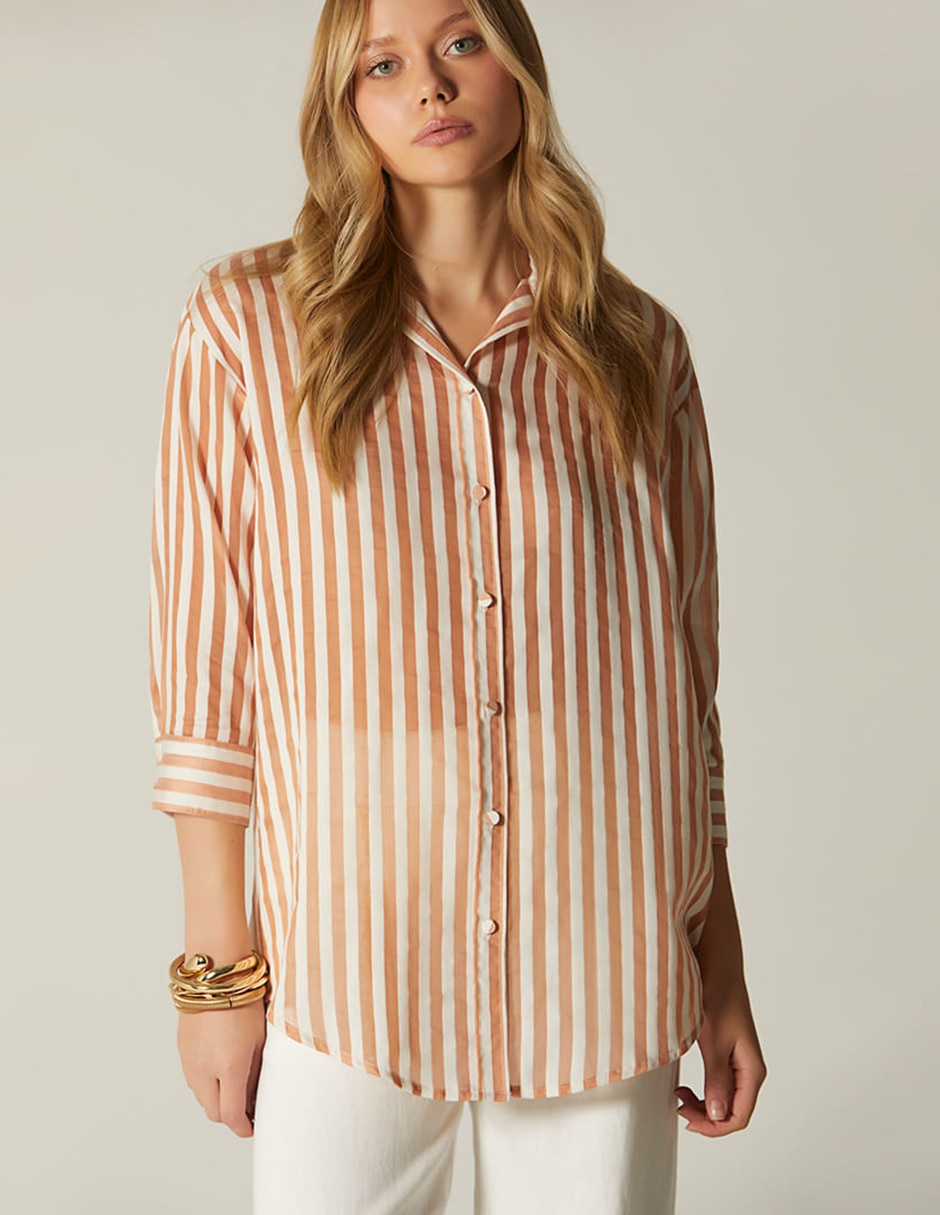 Blusa camisera studio f manga 3/4 para mujer