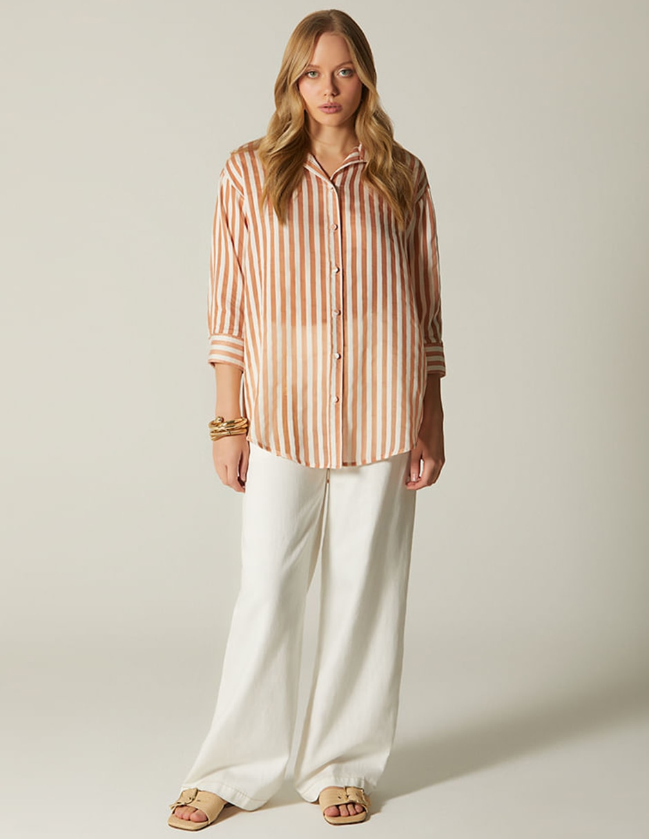 Blusa camisera studio f manga 3/4 para mujer