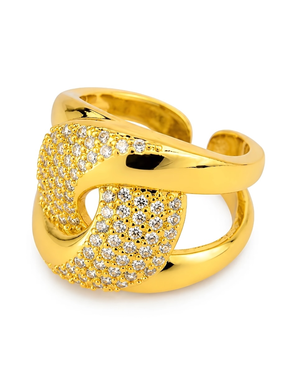 Anillo zirconia baño de oro 18 k 2