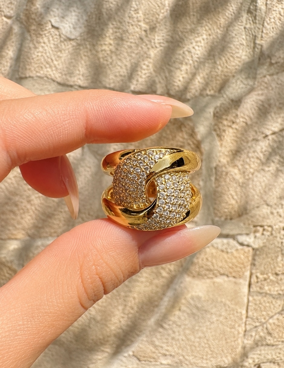 Anillo zirconia baño de oro 18 k 3