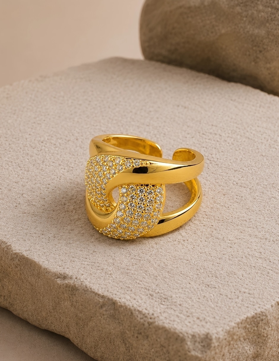 Anillo zirconia baño de oro 18 k 5