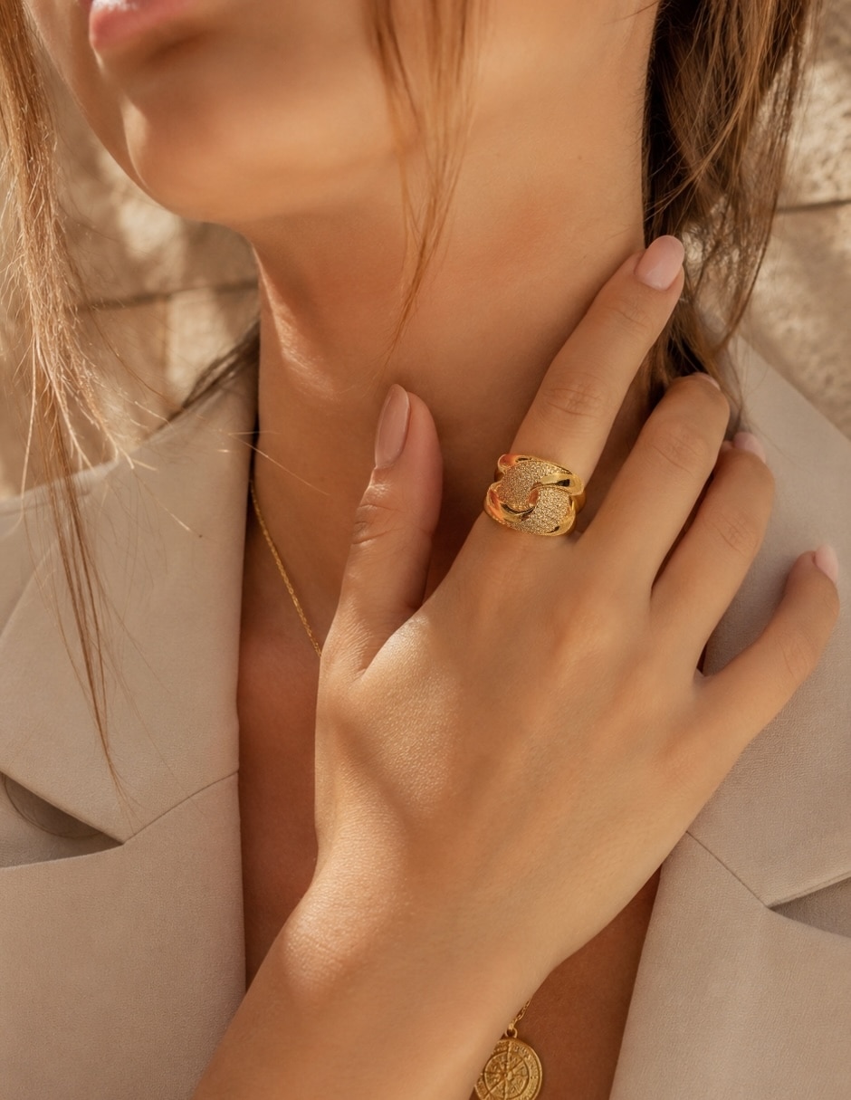 Anillo zirconia baño de oro 18 k 7
