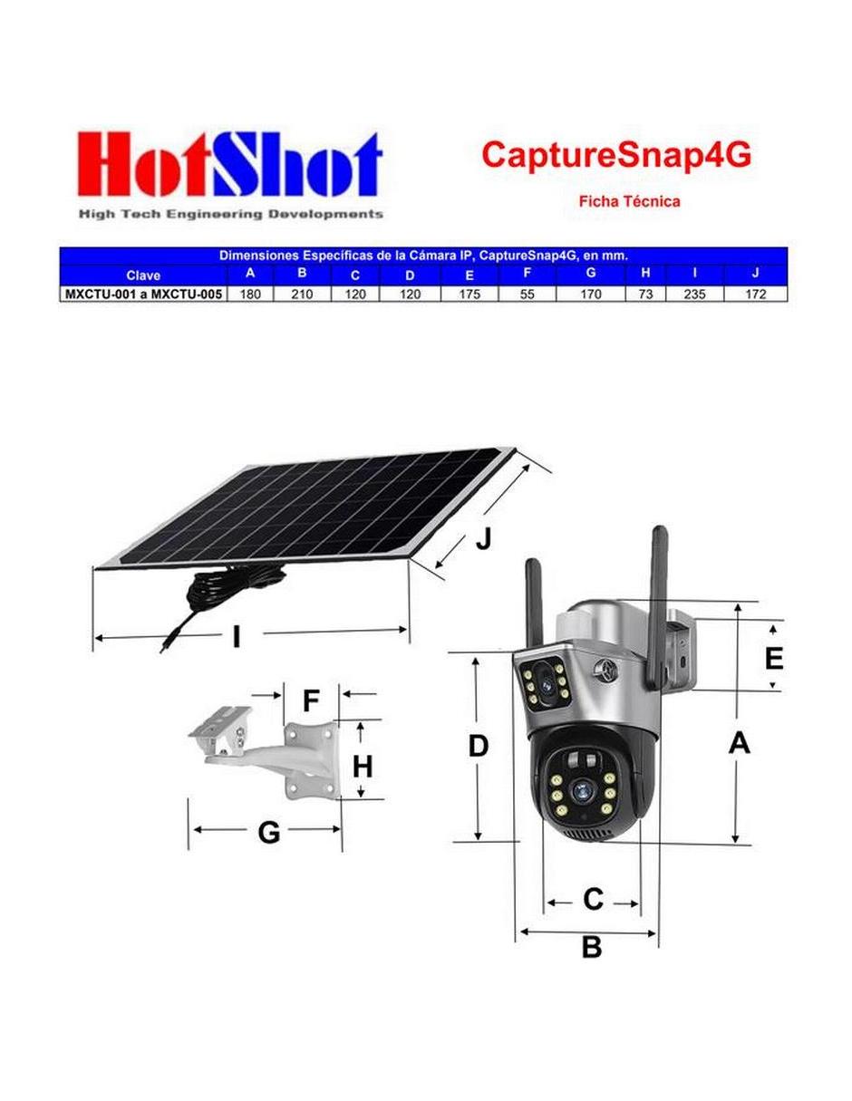 Cámara solar 4G de seguridad modelo capturesnap4g inalámbrica HD 360° para interior y exterior 5