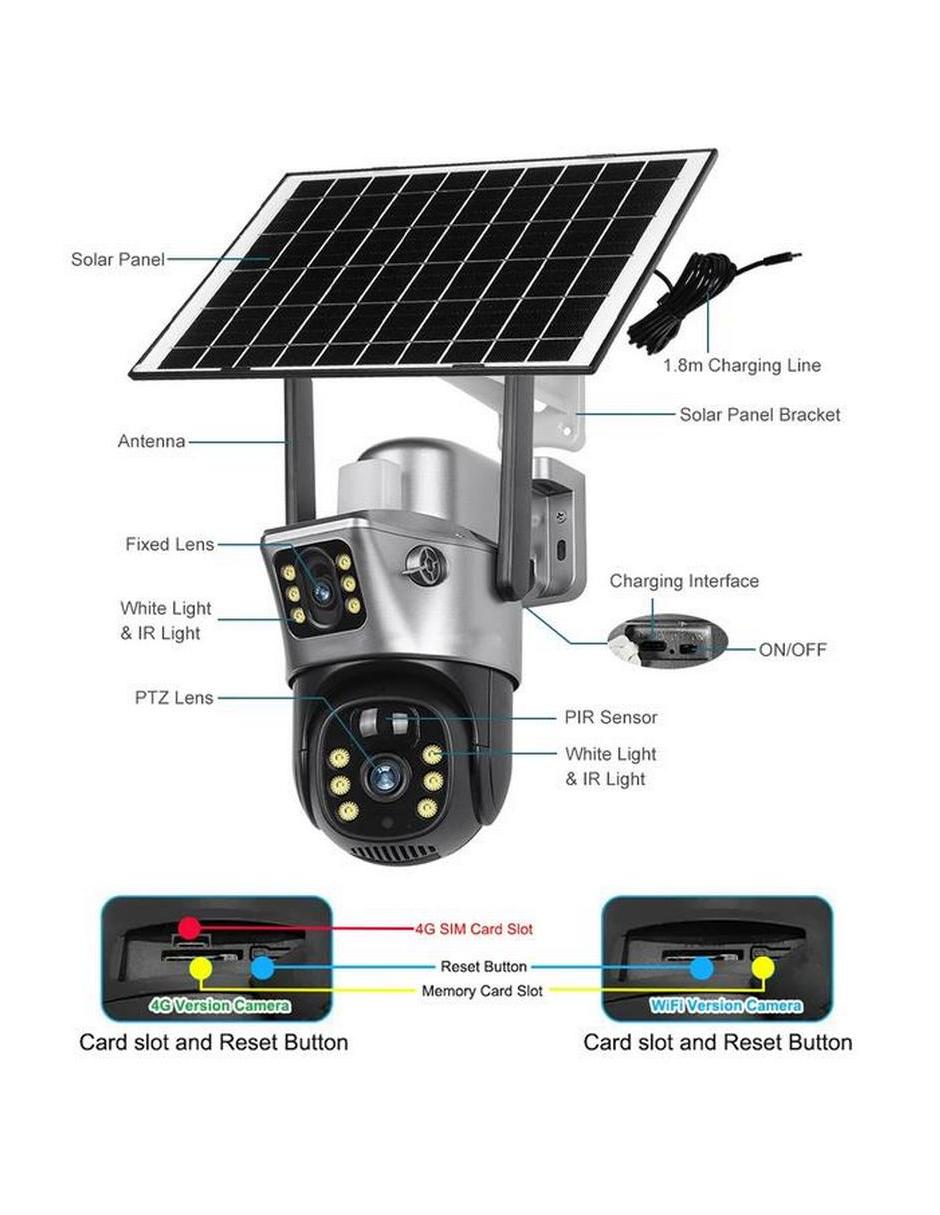 Cámara solar 4G de seguridad modelo capturesnap4g inalámbrica HD 360° para interior y exterior 4