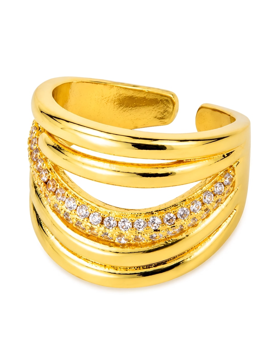 Anillo brisa zirconia baño de oro 4