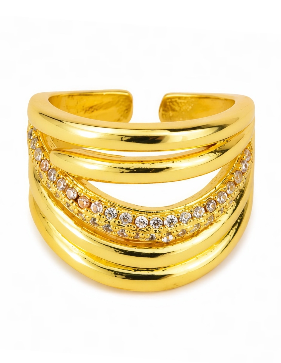 Anillo brisa zirconia baño de oro 6