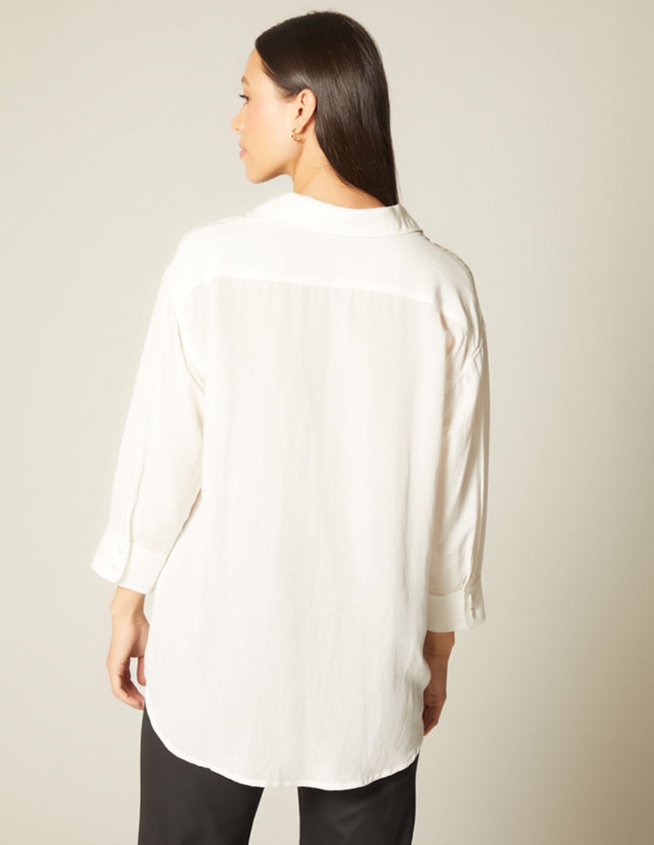 Blusa camisera studio f manga 3/4 para mujer