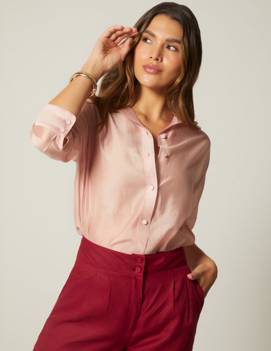 Blusa camisera studio f manga 3/4 para mujer