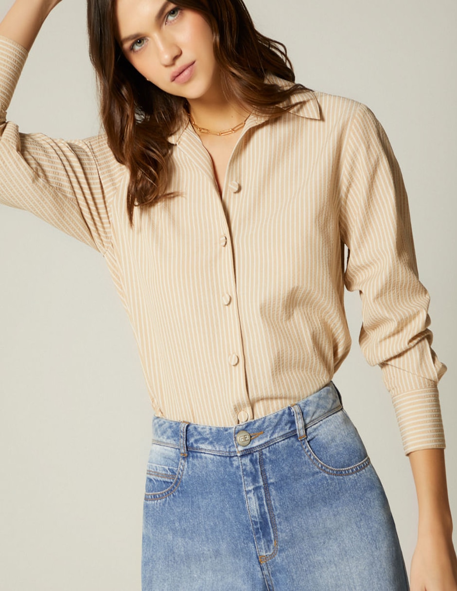 Blusa camisera manga larga para mujer Blusa camisera manga larga para mujer