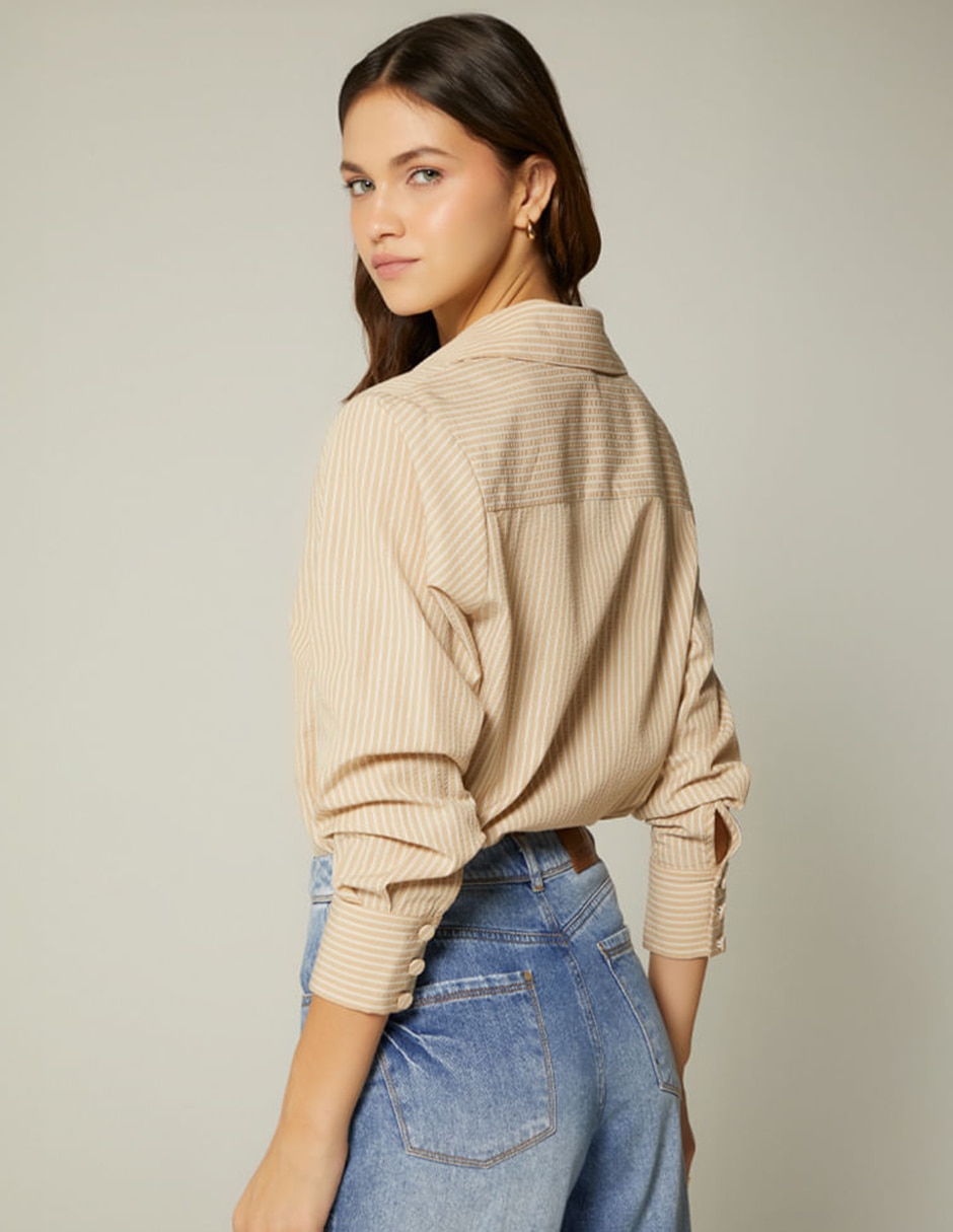 Blusa camisera manga larga para mujer 4