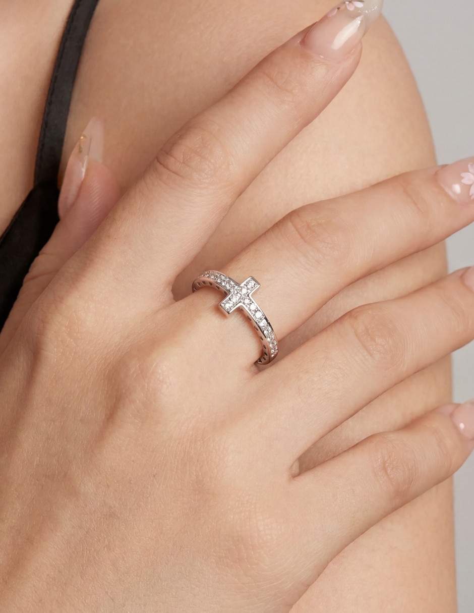 Anillo de cruz Chulada Beauty p 925 de plata circonita