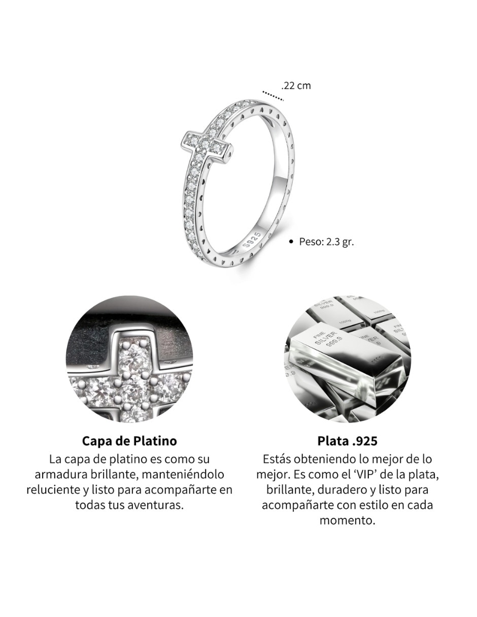 Anillo de cruz Chulada Beauty p 925 de plata circonita