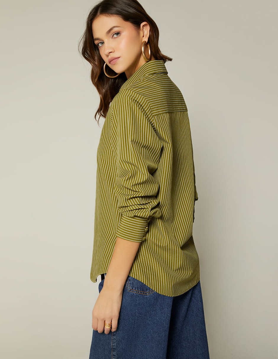 Blusa camisera studio f manga larga para mujer