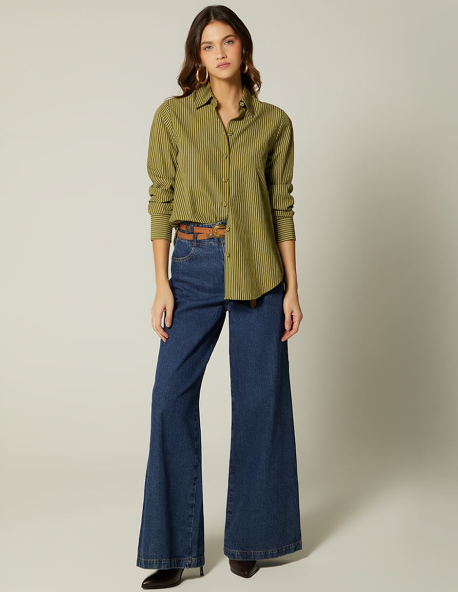 Blusa camisera studio f manga larga para mujer