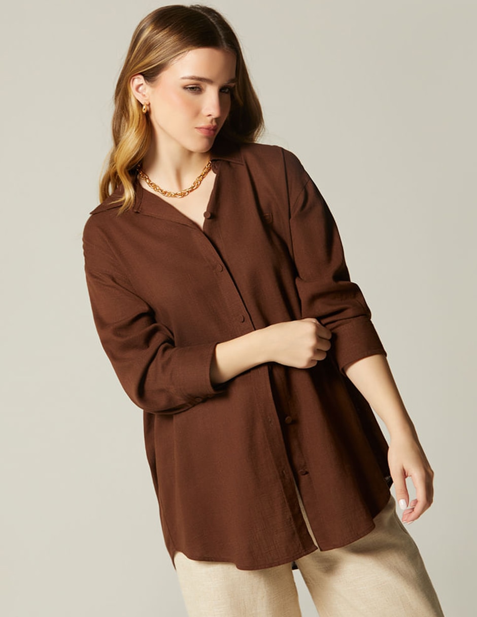Blusa camisera studio f manga 3/4 para mujer