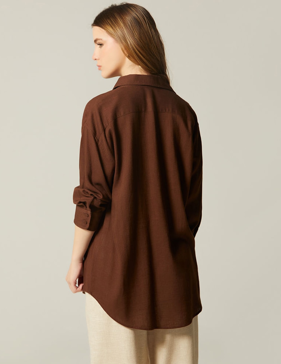 Blusa camisera studio f manga 3/4 para mujer