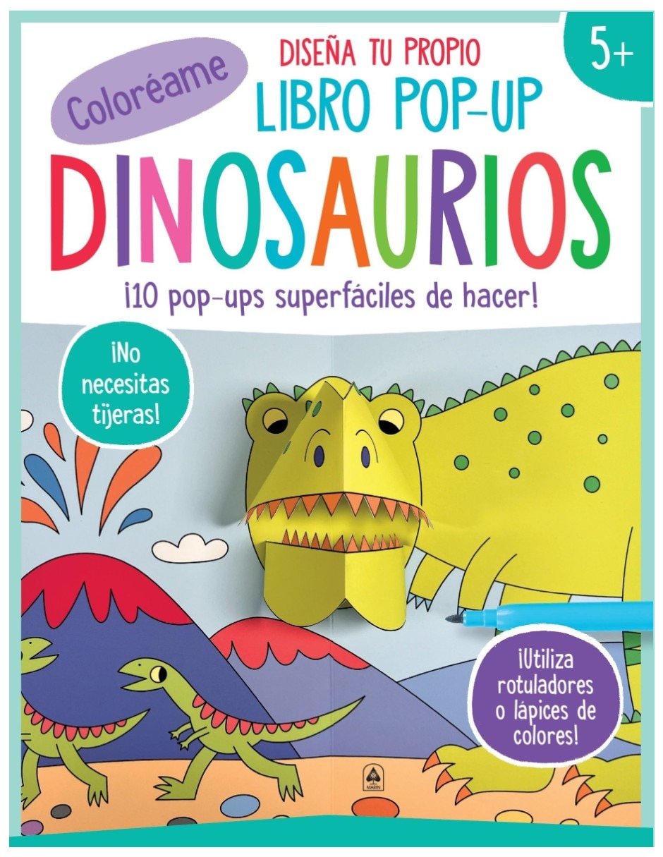 Libro Dinosaurios - Diseña tu propio libro pop up para colorear de Varios autores