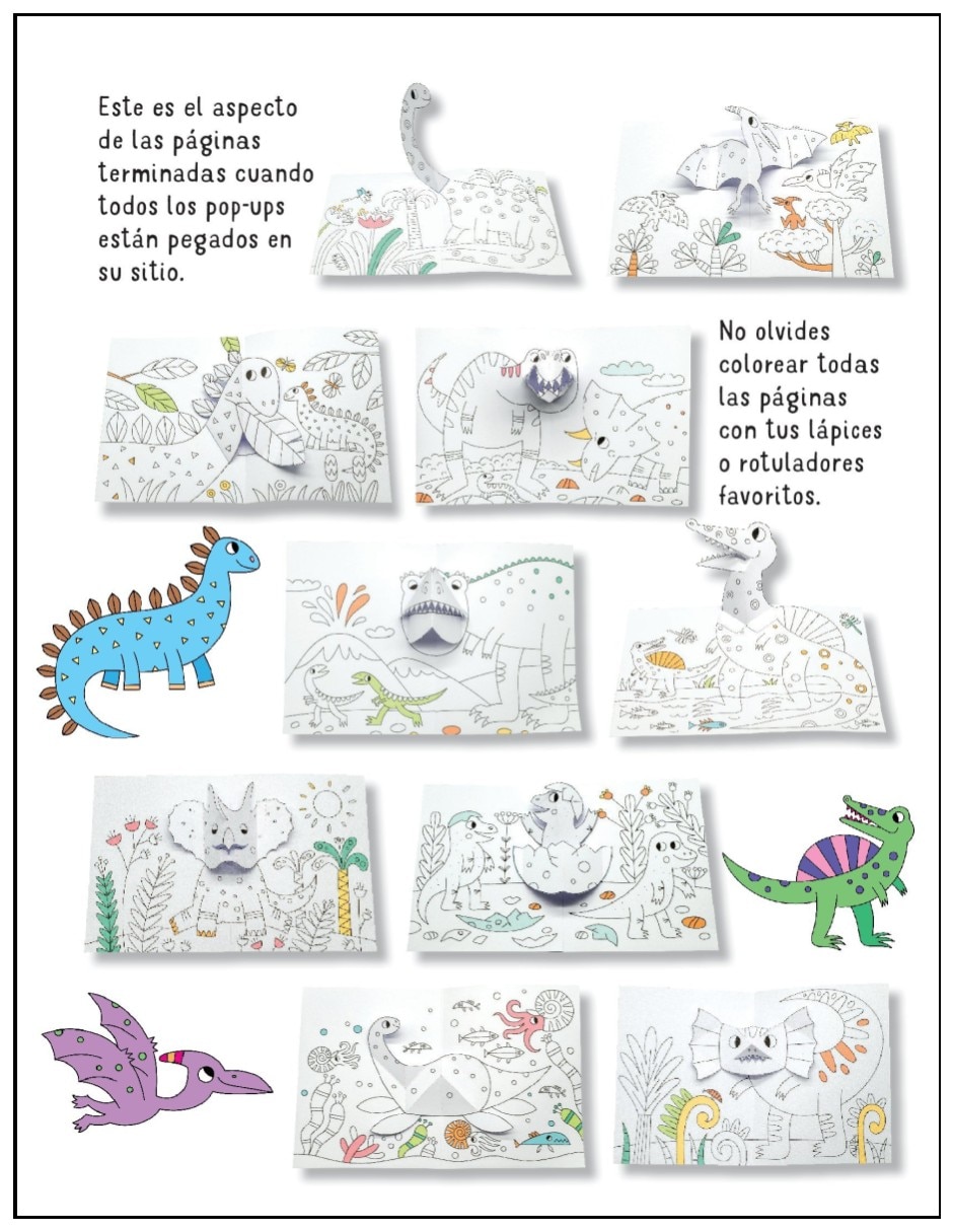 Libro Dinosaurios - Diseña tu propio libro pop up para colorear de Varios autores 3