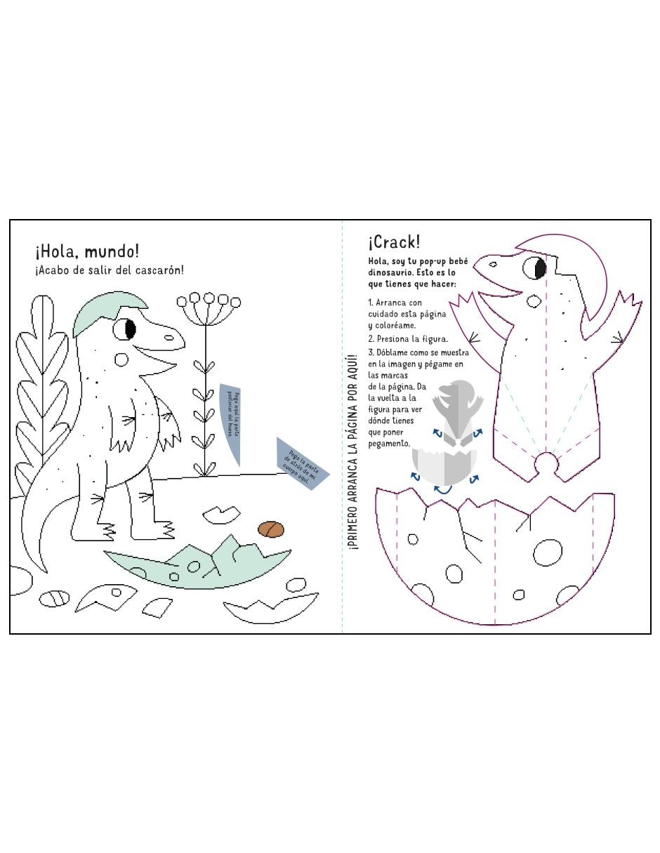 Libro Dinosaurios - Diseña tu propio libro pop up para colorear de Varios autores 6