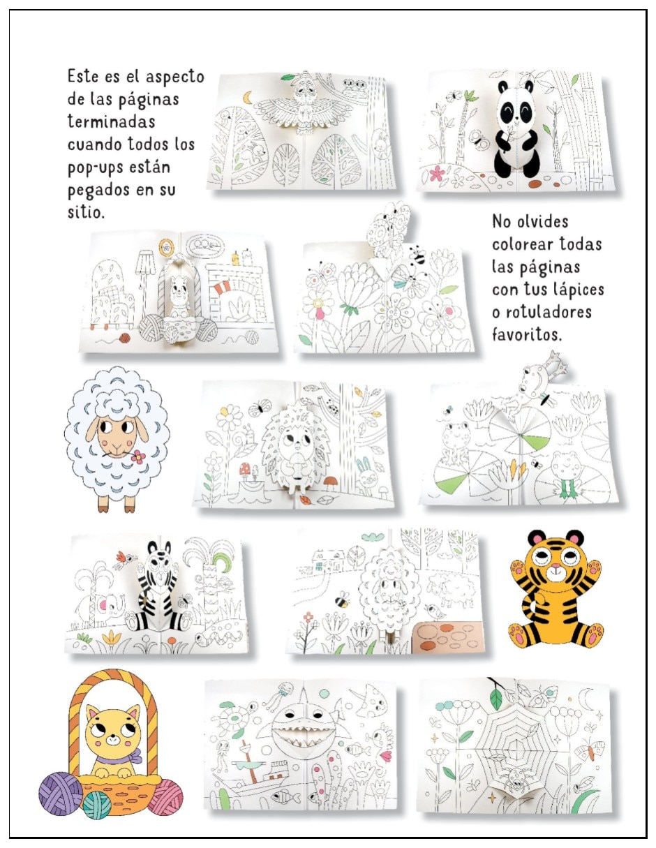 Libro animales diseña tu propio libro pop up para colorear de varios autores 3