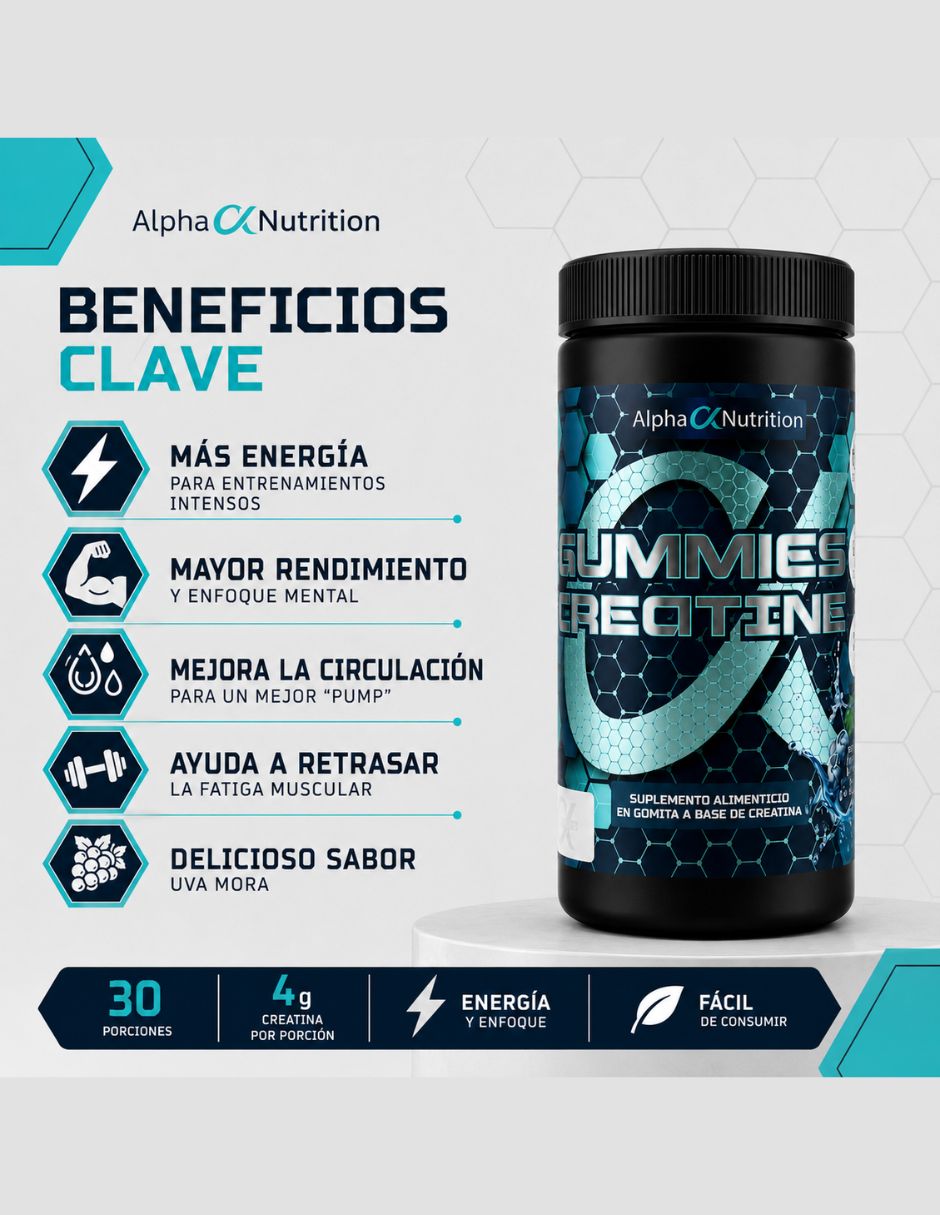 Gummies Alpha Nutrition con creatina sabor moras