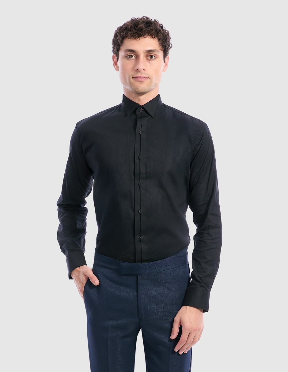 Camisa etiqueta vittorio forti de manga larga para hombre