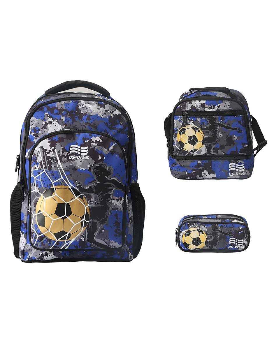 Set mochila escolar Fútbol para niño