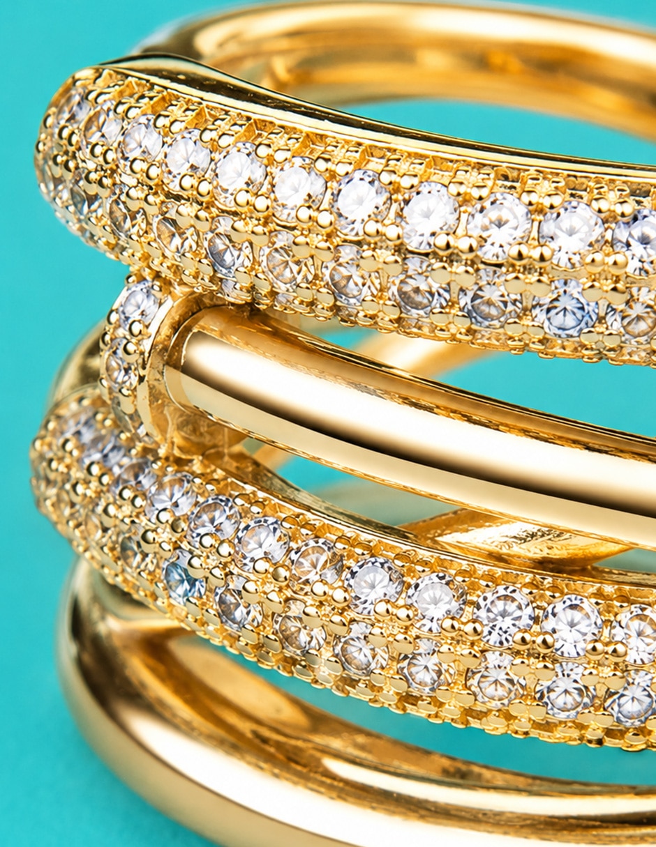 Anillo Armonía de zirconia baño de oro 2