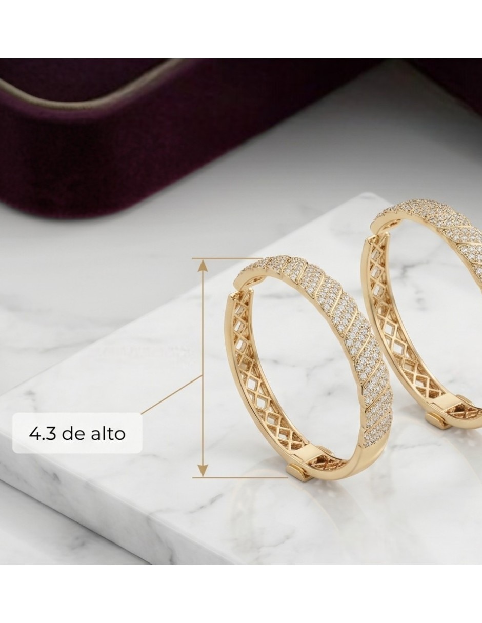 Arracadas de oro laminado 14 K con acabado brillante zirconia cúbica 5