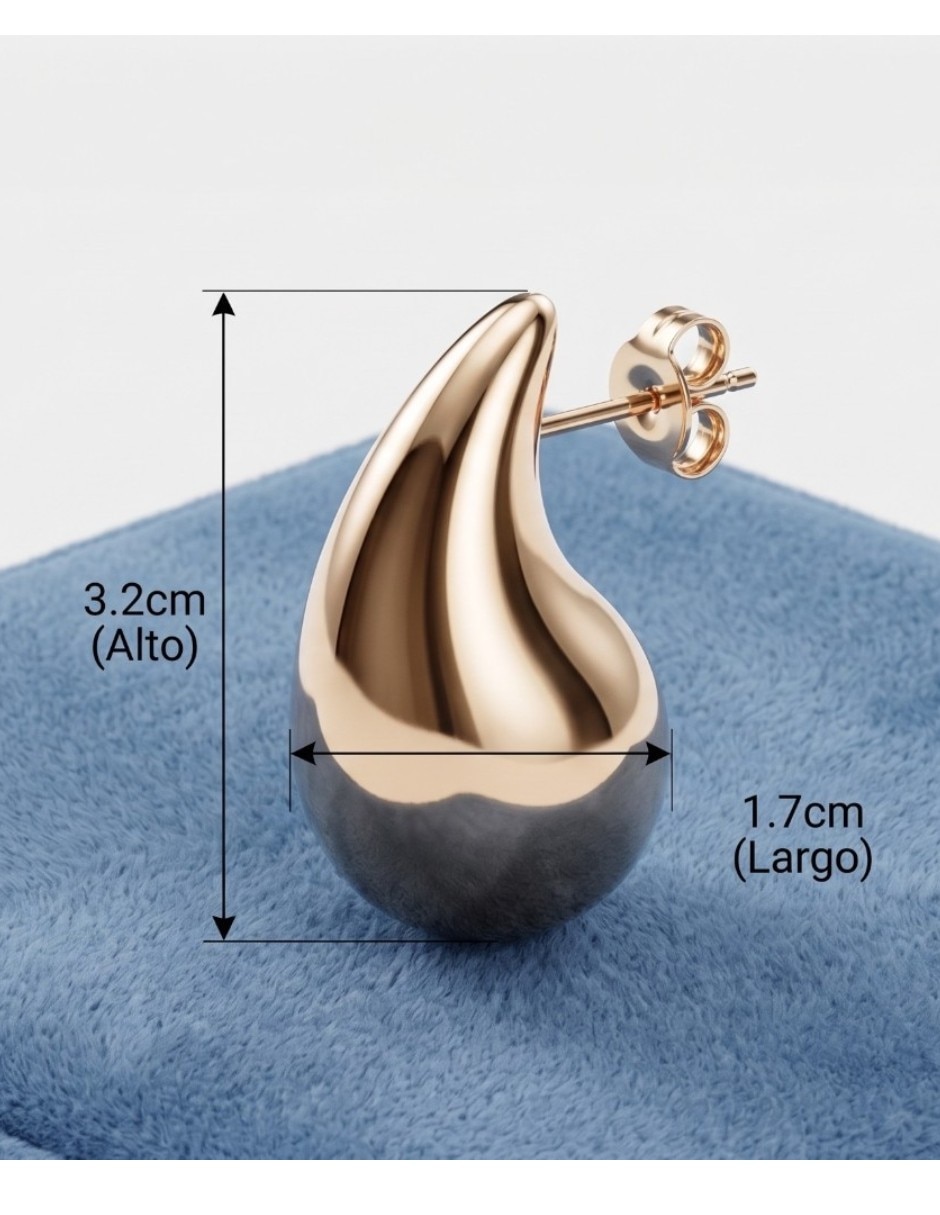Aretes cortos de gota CM-Top de Oro laminado 14 K con acabado brillante