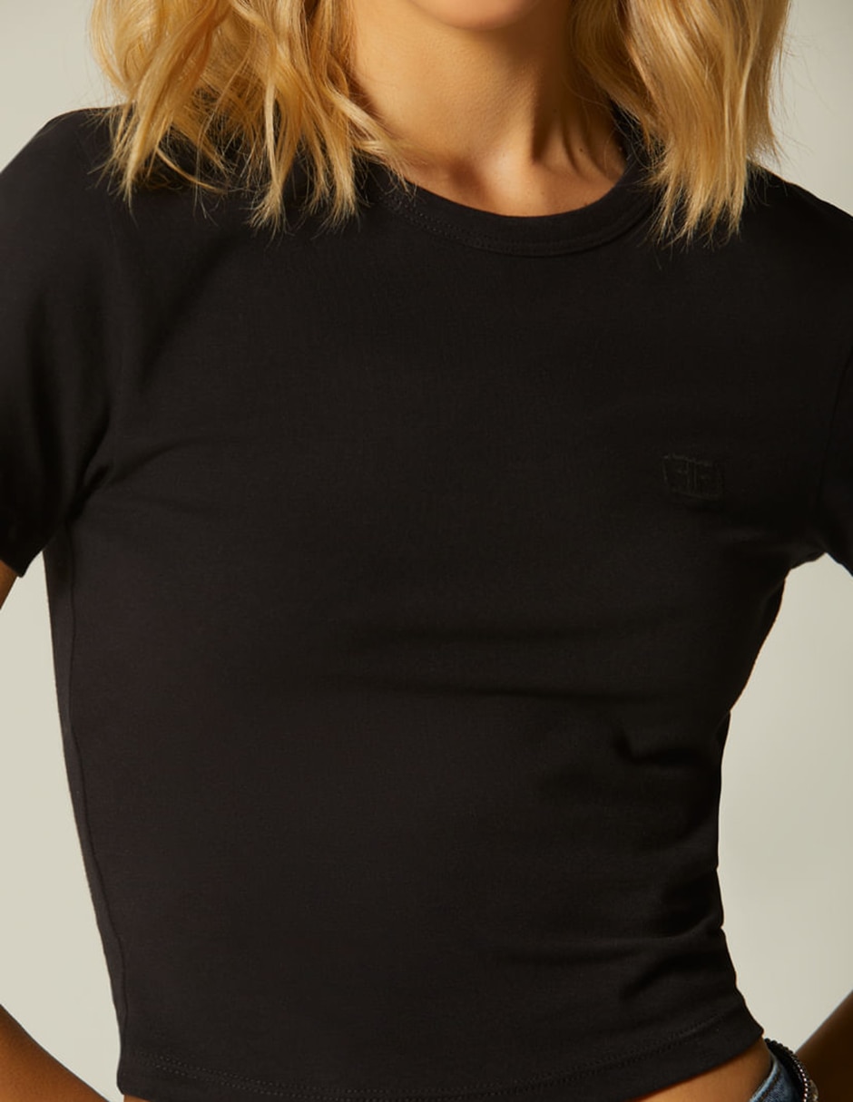 Playera manga corta studio f cuello redondo para mujer