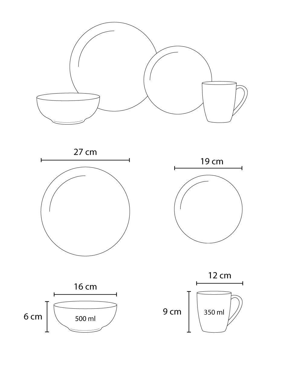 Vajilla cerrada Testy de porcelana para 4 personas 3