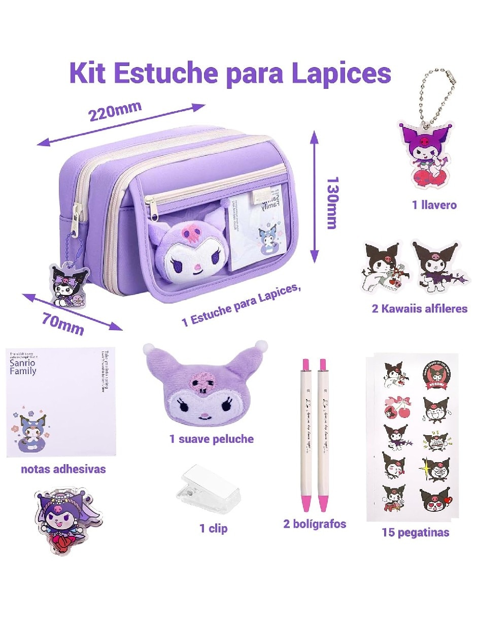 Lapicera Genérica Kuromi, Hello Kitty, My Melody y Cinnamoroll para niña