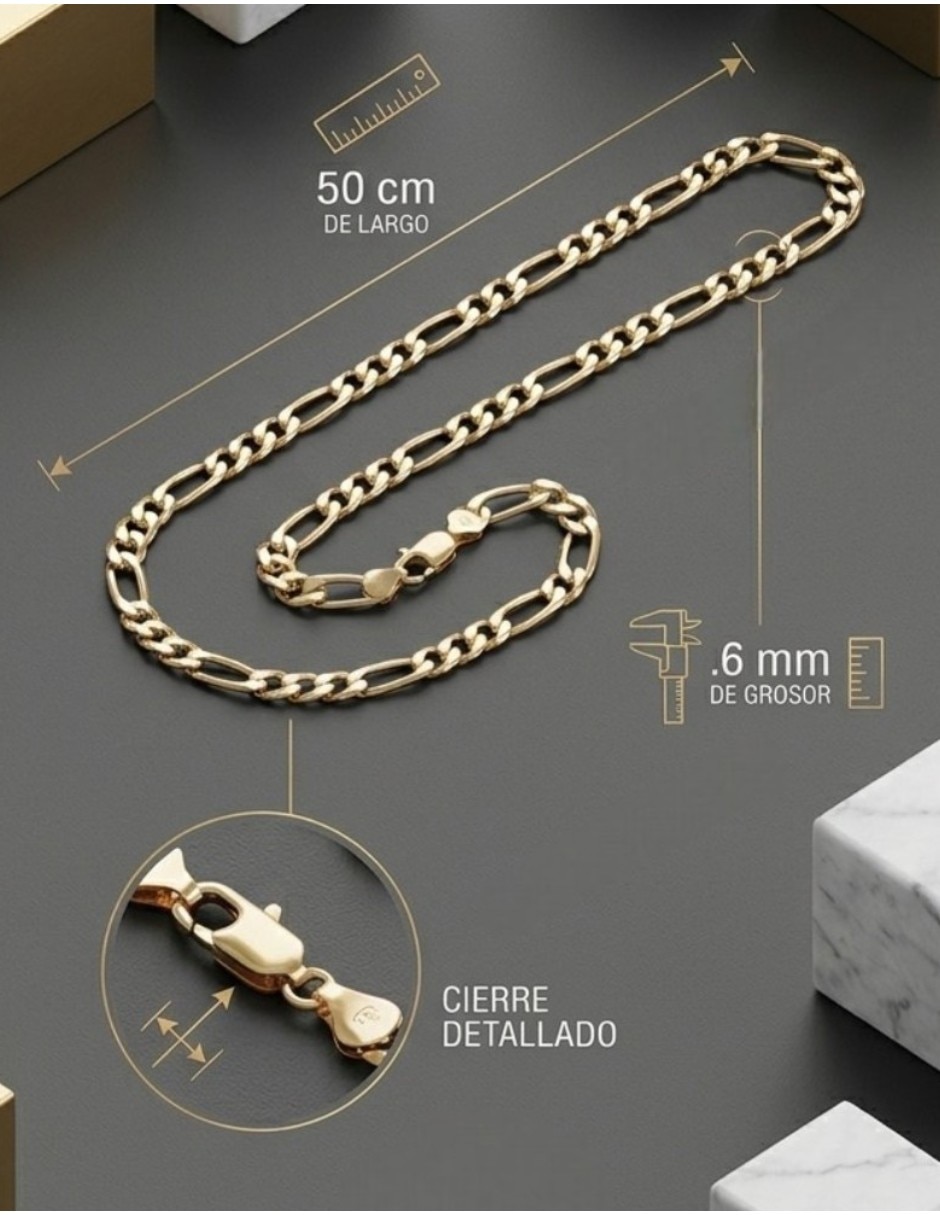 Cadena de eslabones unisex de oro laminado 14 K 6