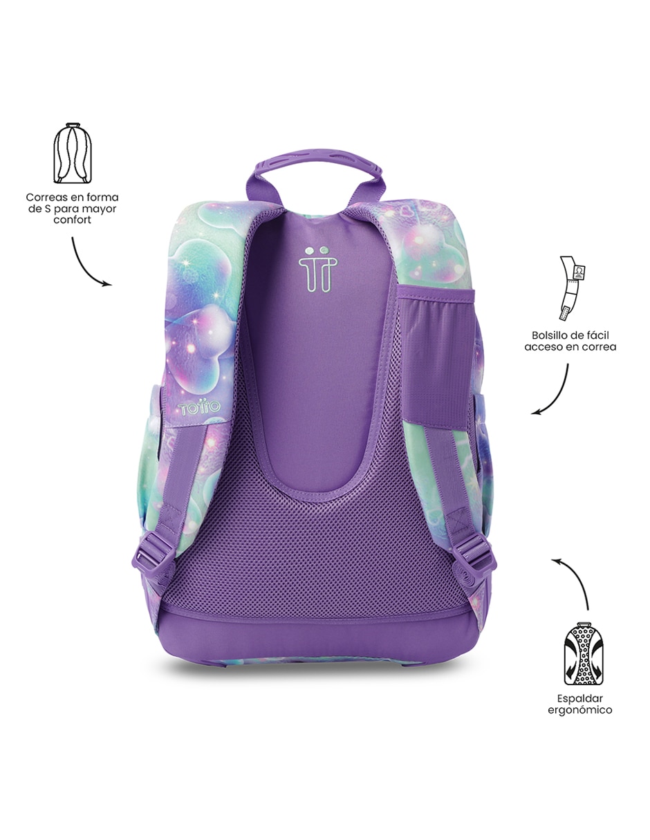 Mochila escolar Totto Rayol impermeable para niña