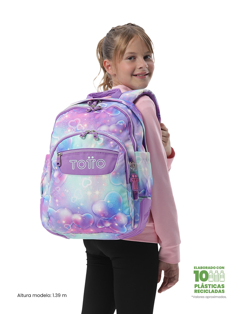 Mochila escolar Totto Rayol impermeable para niña