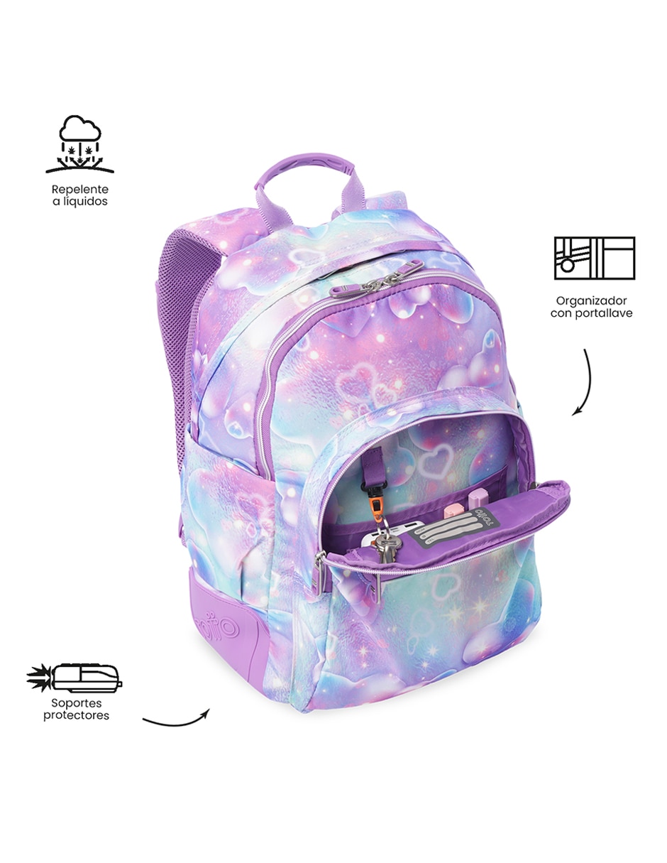 Mochila escolar Totto Rayol impermeable para niña