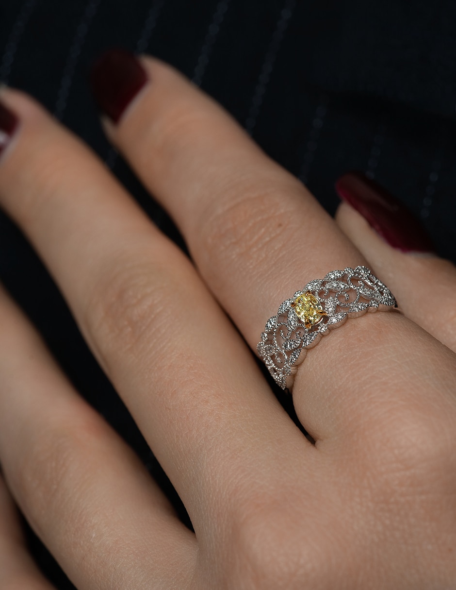 Anillo Gladkova 14 k de oro blanco pavé 3