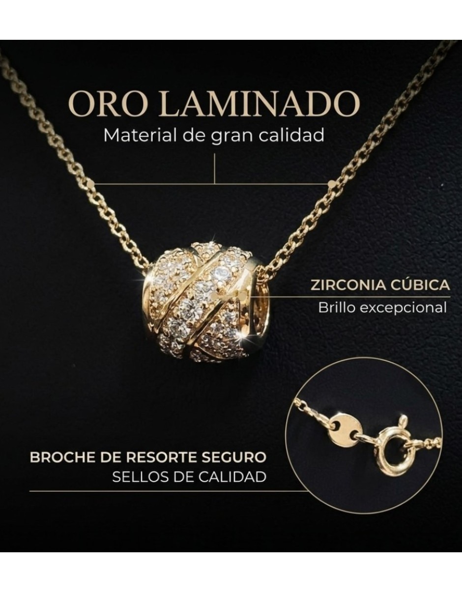 Collar y dije de esfera CM-Top de oro laminado 14 K