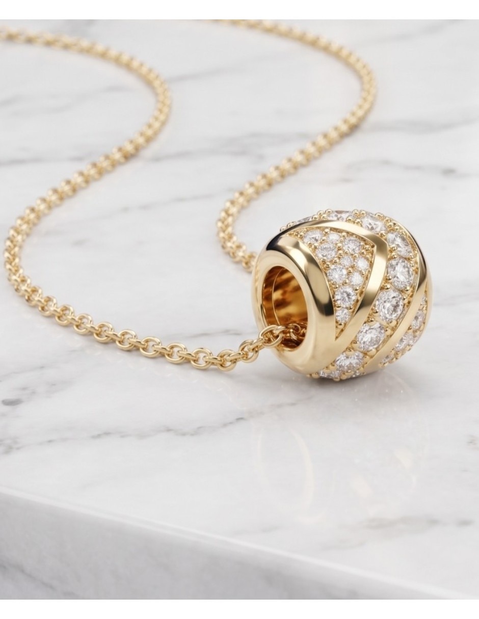 Collar y dije de esfera CM-Top de oro laminado 14 K