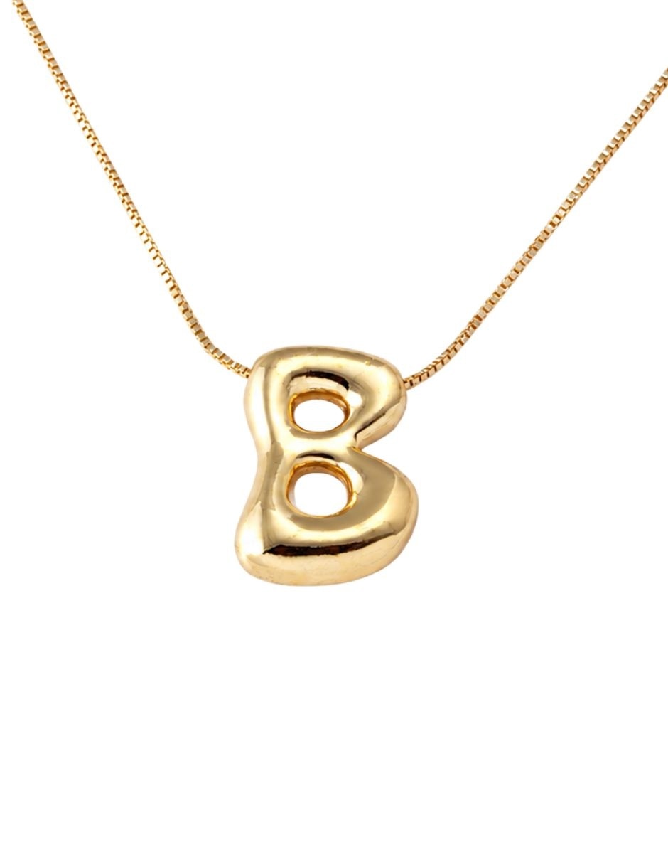 Collar con dije de letra b burbuja de baño oro Collar con dije de letra b burbuja de baño oro