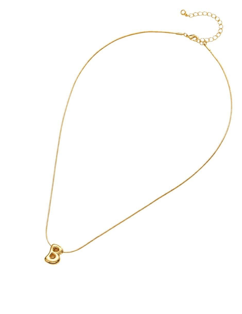 Collar con dije de letra b burbuja de baño oro 7