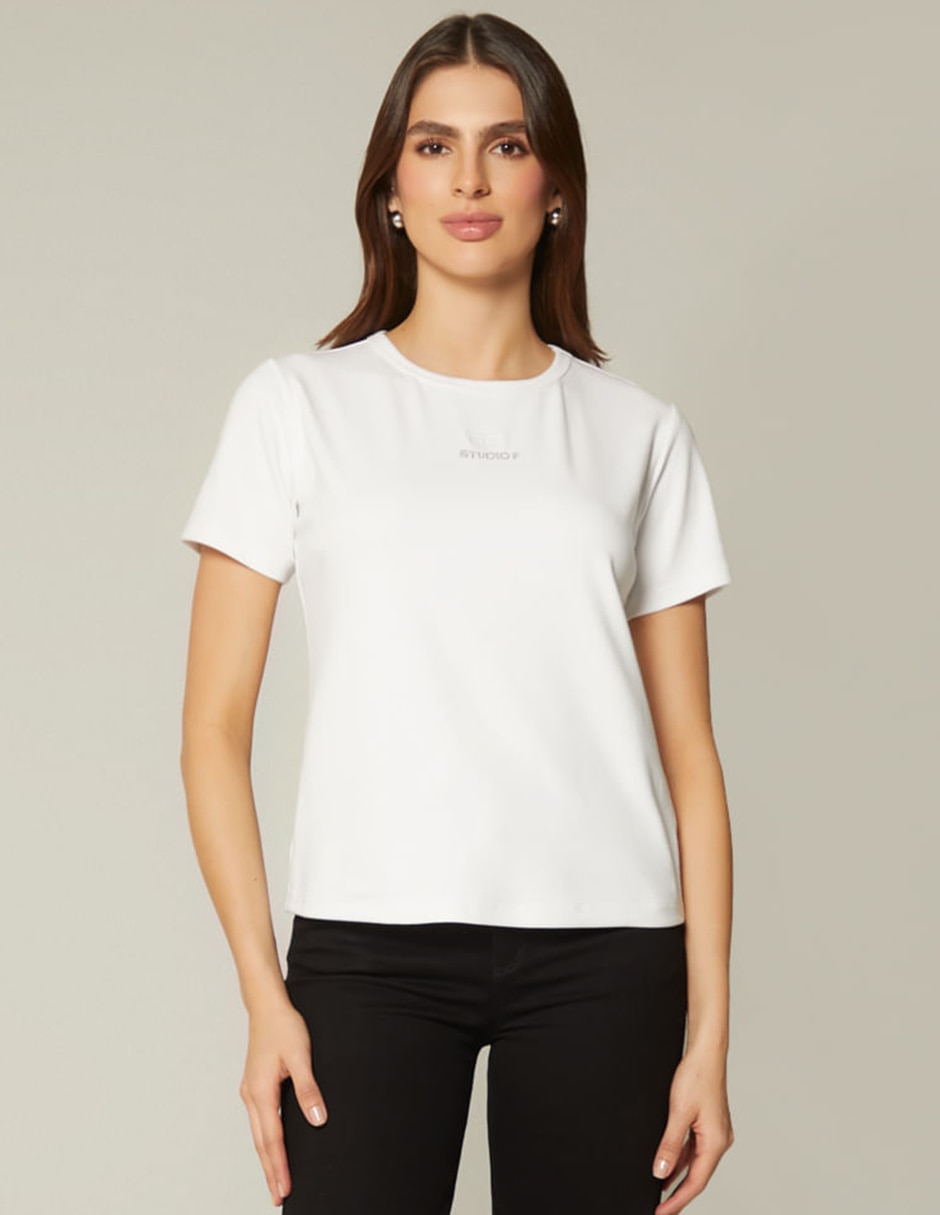 Playera manga corta cuello redondo para mujer