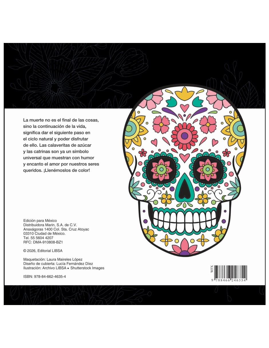 Libro colorear calaveras y catrinas de varios autores
