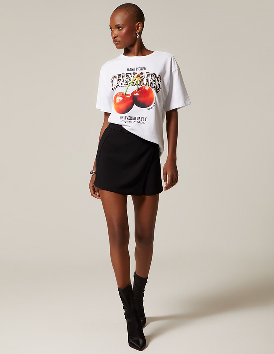 Playera manga corta cherries cuello redondo para mujer 6