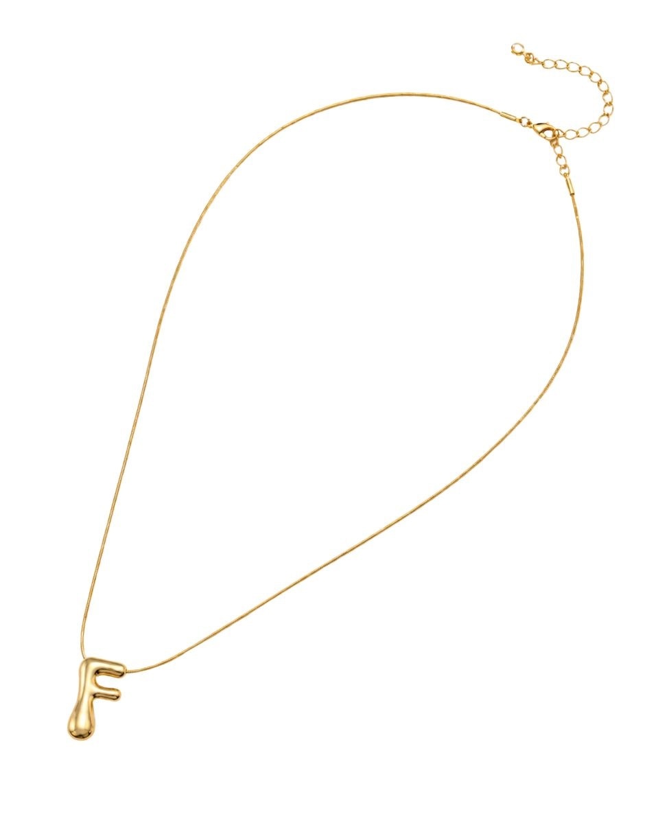Collar con dije de letra F Burbuja 7
