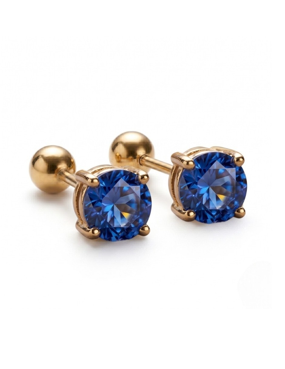 Broqueles de oro laminado 14 K con acabado brillante zirconia cúbica